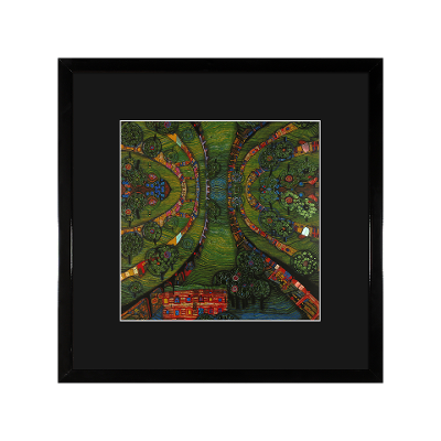 Bild Hundertwasser Schwarz-Bunt Bild Hundertwasser Schwarz-Bunt