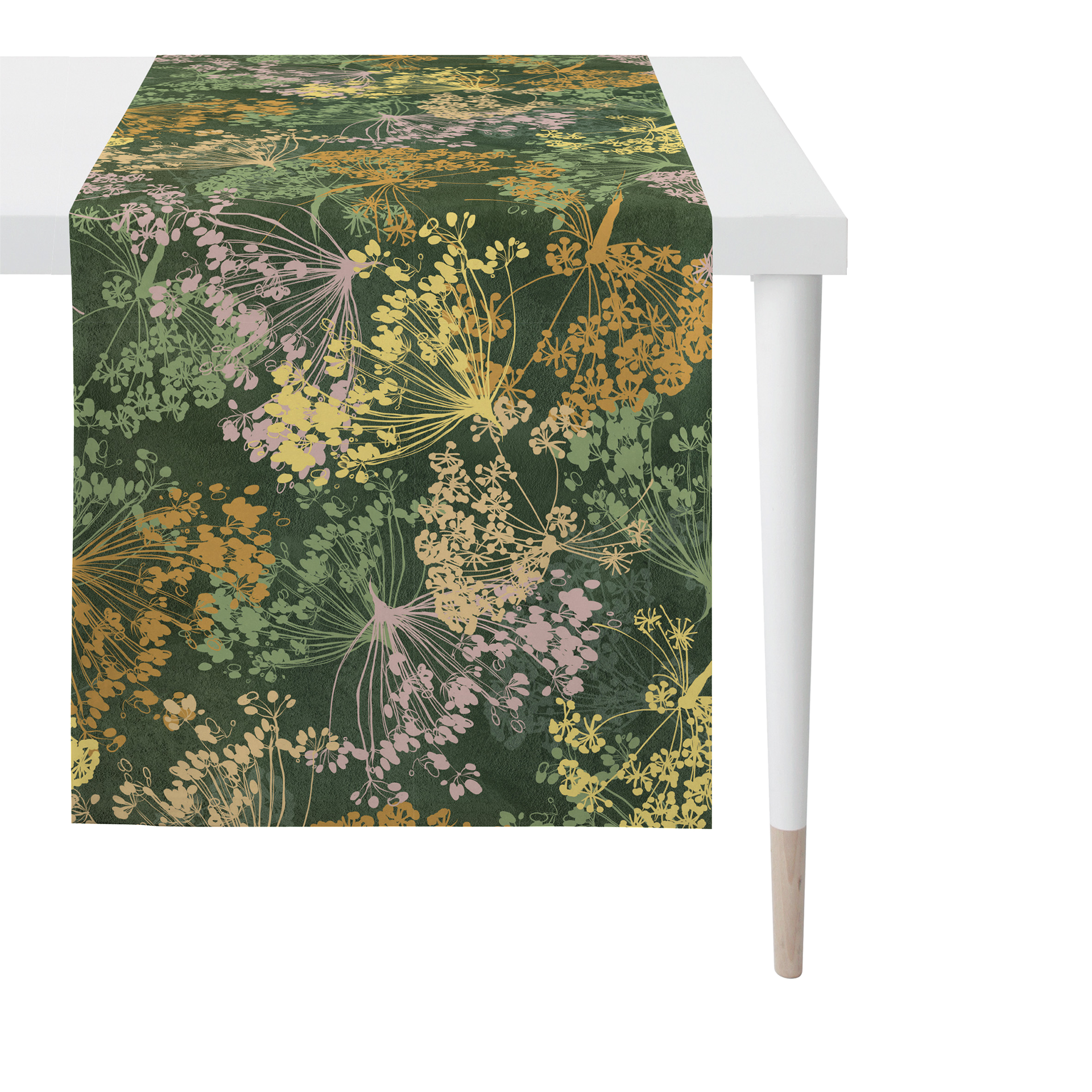 Tischläufer Blüten grün / grüntöne 48x140 Tischläufer Blüten grün / grüntöne 48x140