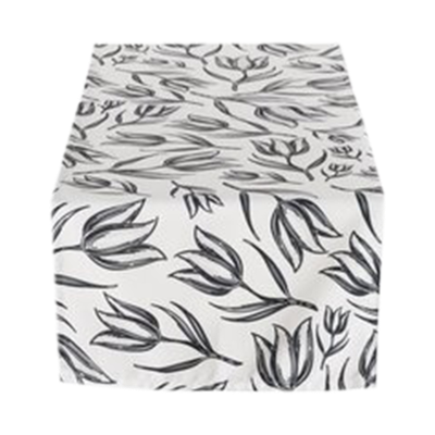 Tischläufer Carina Weiß-Schwarz