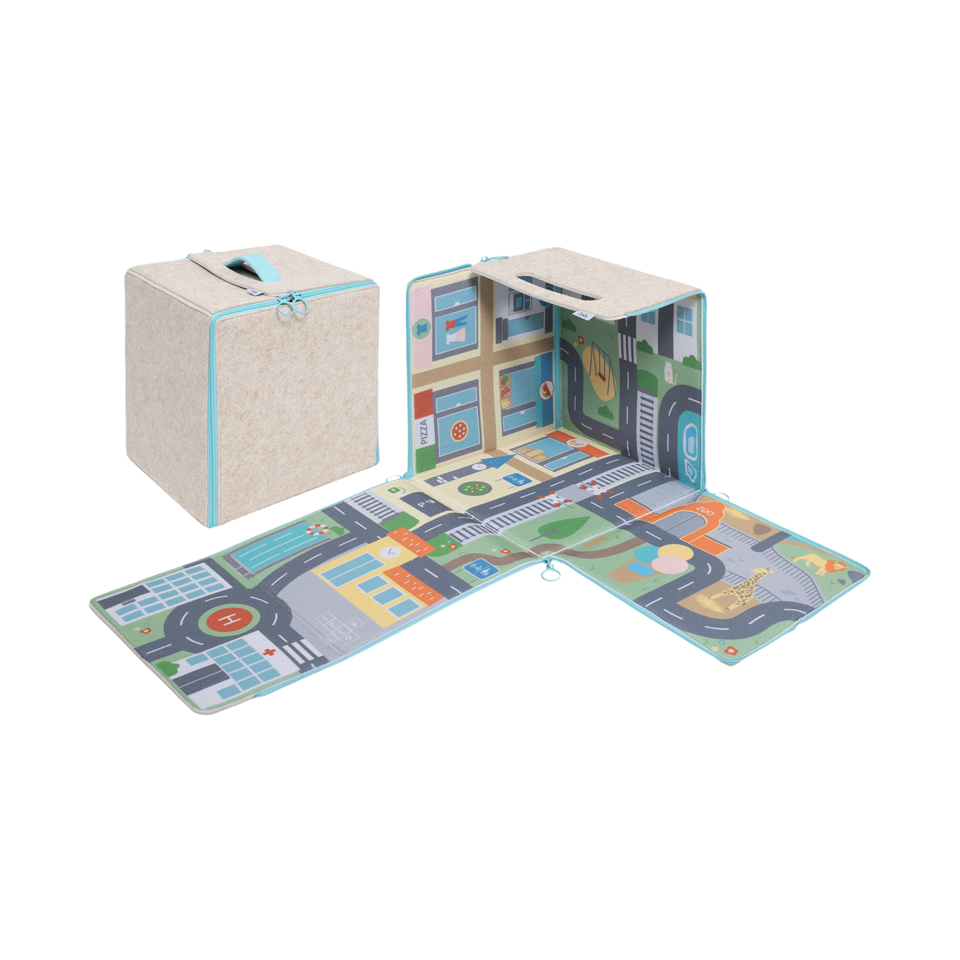 Spielwürfel Stadt 30x30x30cm Blau