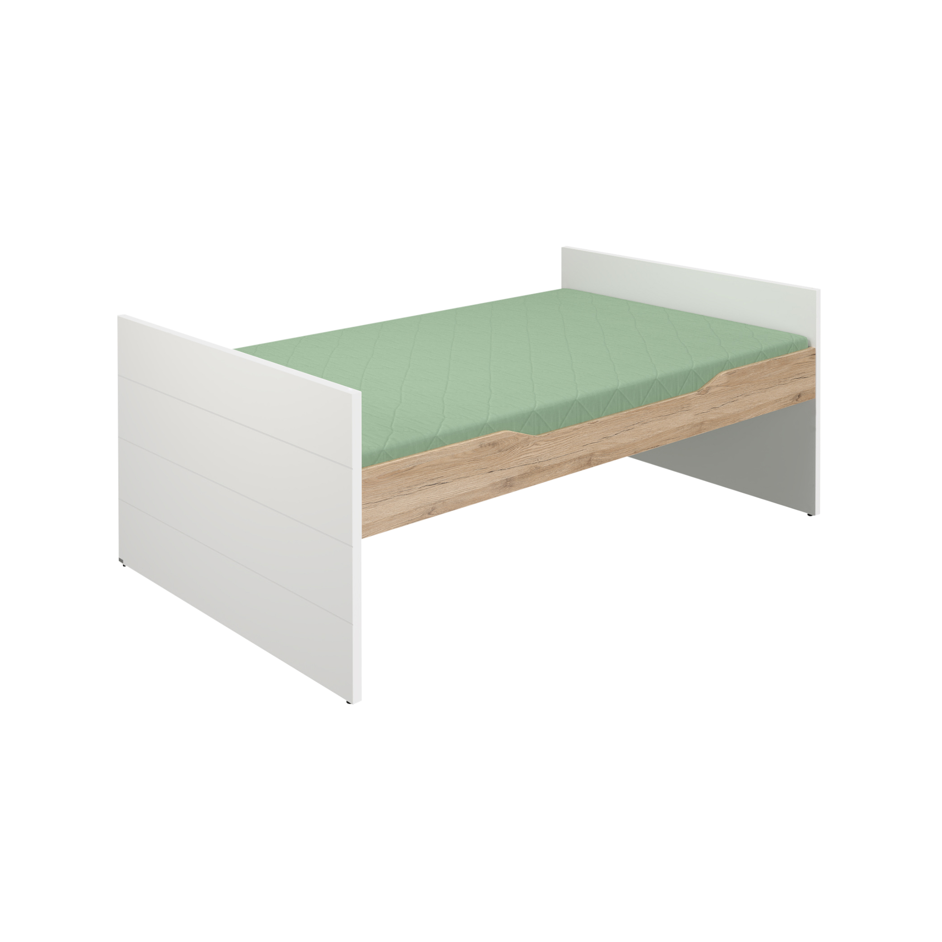 Paidi Bett Fionn Gestell Kreideweiß, Bettseite Eiche Bordeaux 120x200 cm