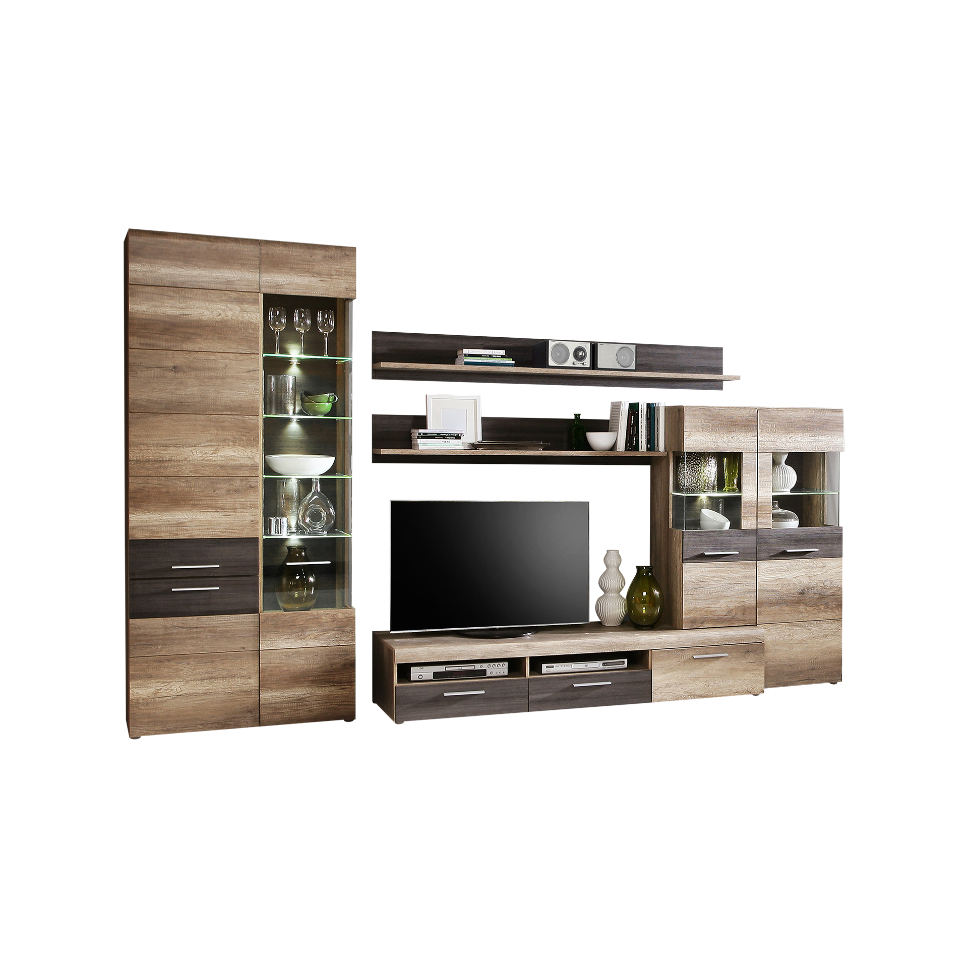 Wohnwand Nabou Eichefarben 51.7*349*206.5 Wohnwand Nabou Eichefarben 51.7*349*206.5