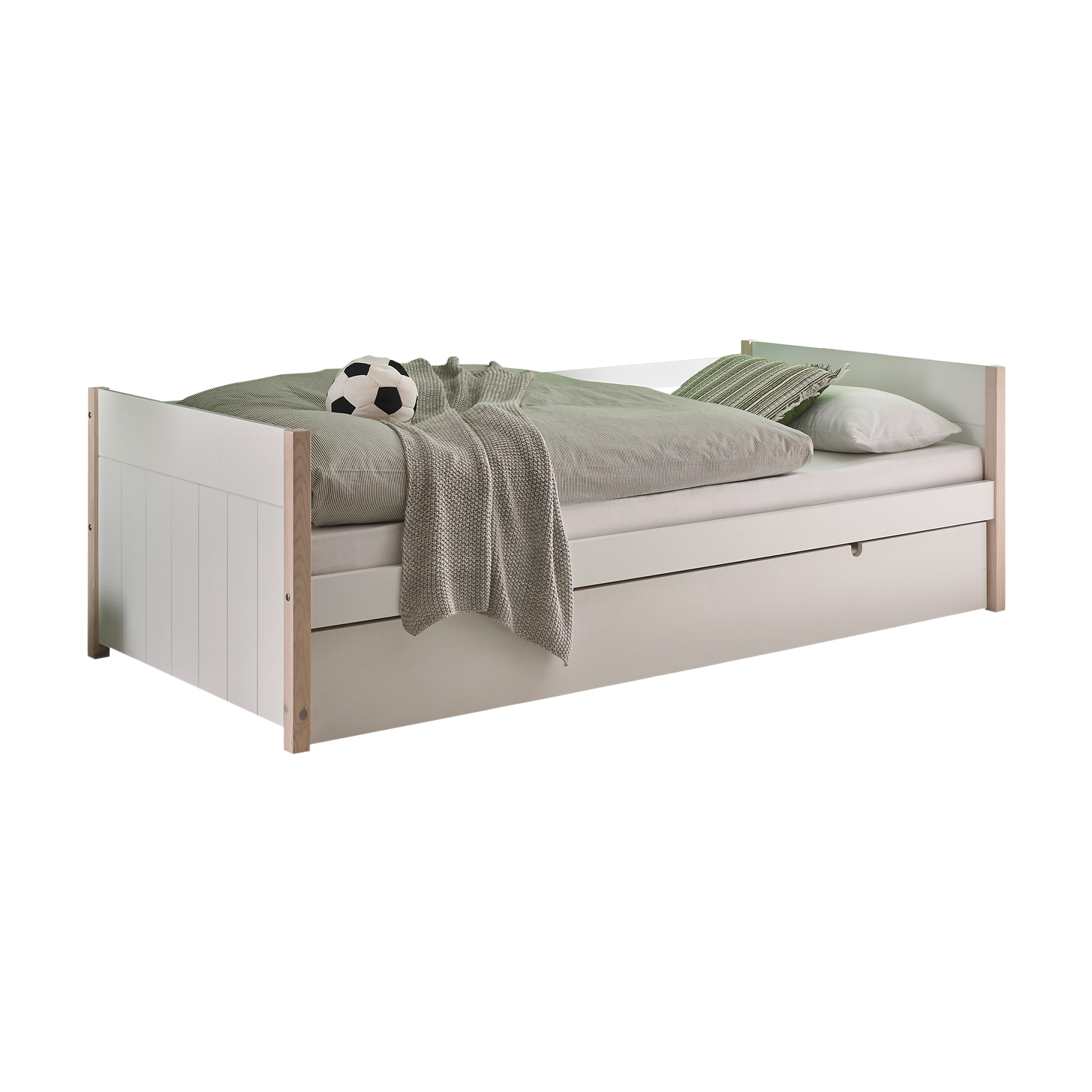 Funktionsbett Uppsala Absetzung Kieferfarben, Gestell Schneeweiß 90x200 cm