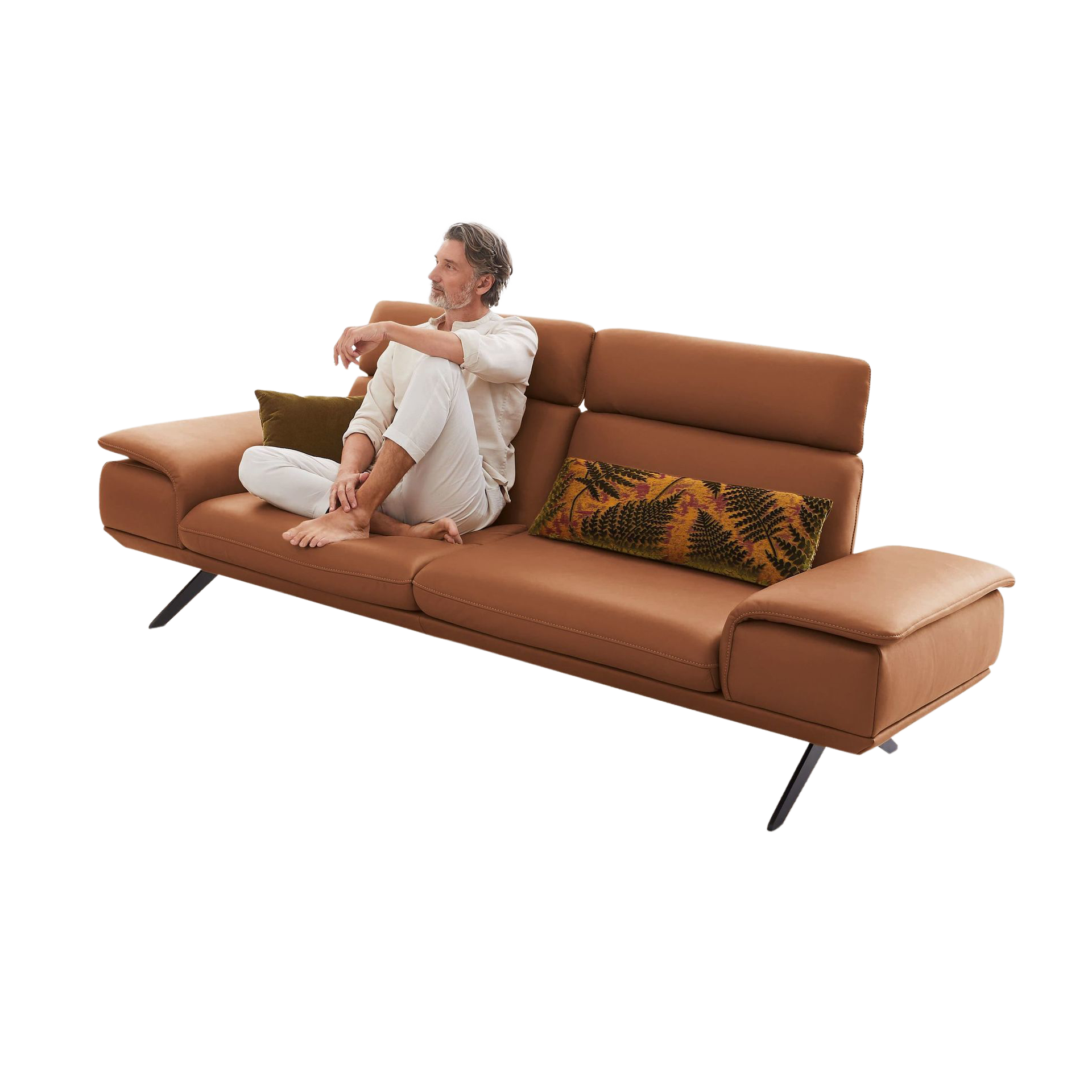 Koinor Sofa 2,5-Sitzer Elements Leder Bernstein Armlehne manuell verstellbar, Kopfstütze motorisch verstellbar
