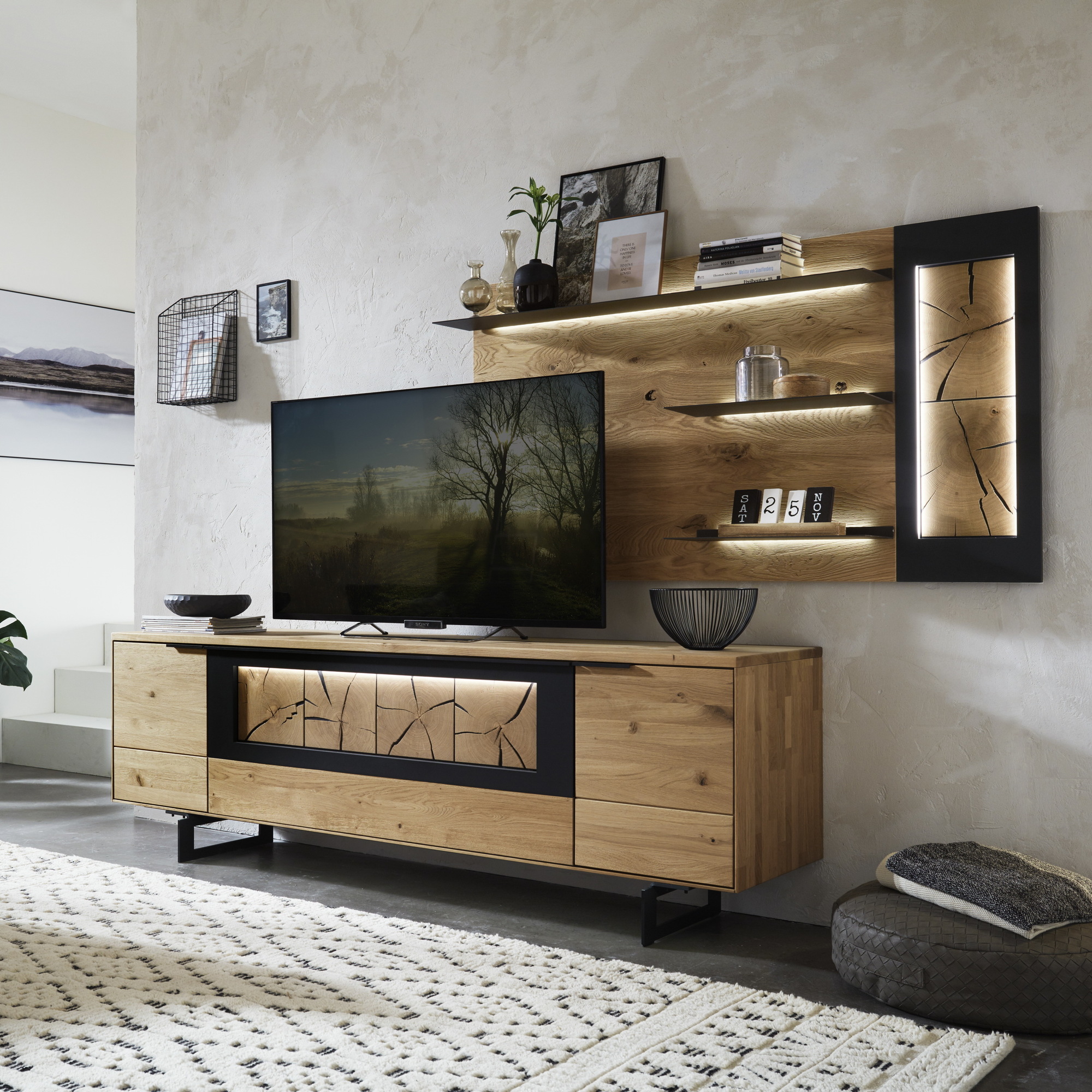 Wöstmann Wohnwand WM 1910 Eichefarben ohne Beleuchtung Wöstmann Wohnwand WM 1910 Eichefarben ohne Beleuchtung