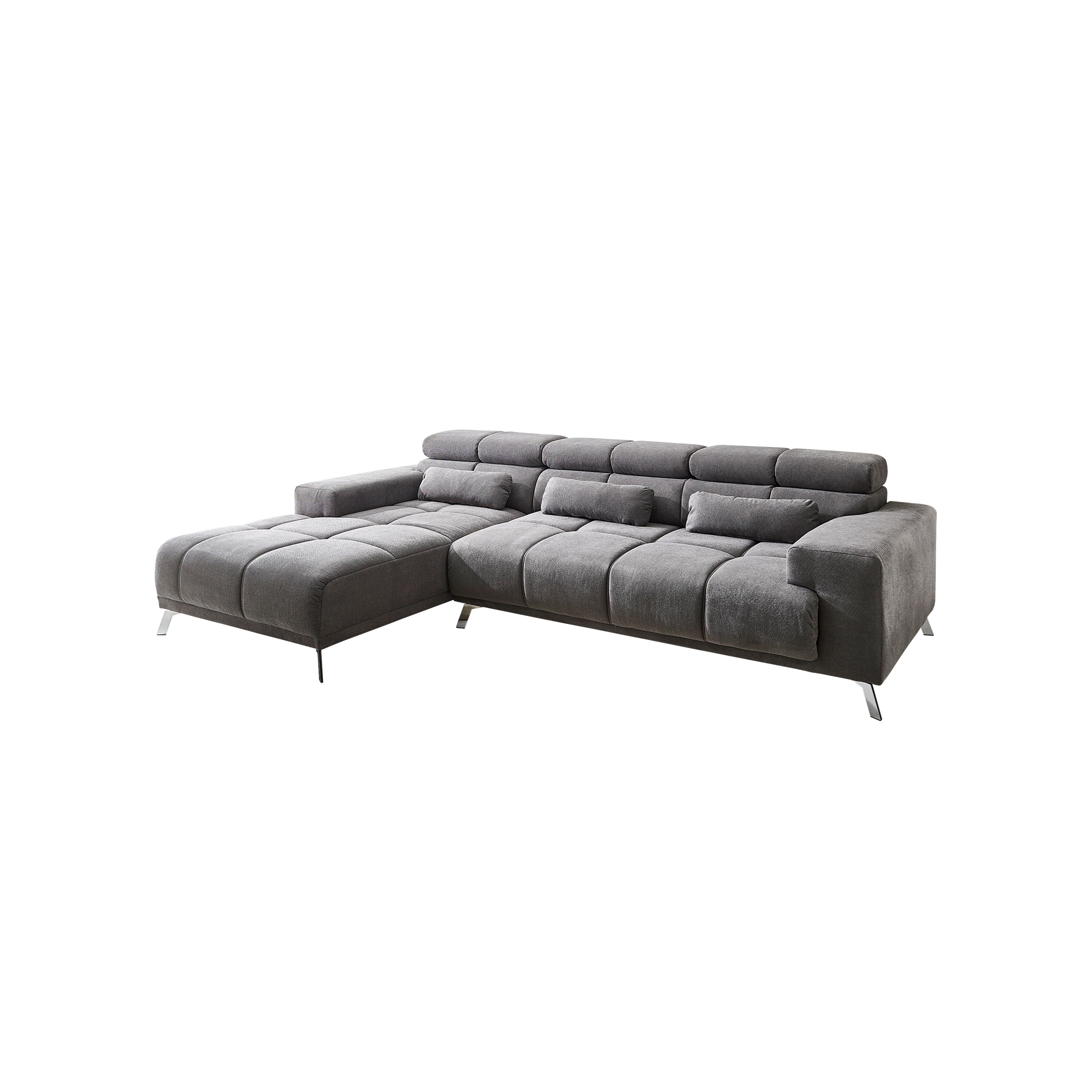 Ecksofa Space Kopfteilverstellung, Sitztiefenverstellung elektrisch Grau Ecksofa Space Kopfteilverstellung, Sitztiefenverstellung elektrisch Grau