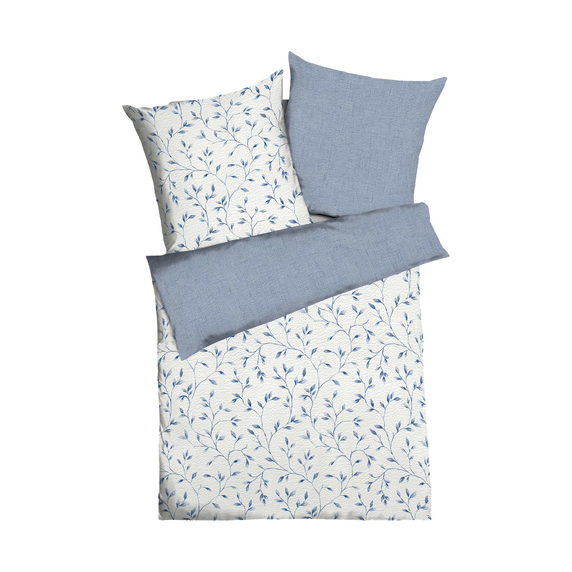 Seersucker Bettwäsche Leaf Blau 135x200cm Seersucker Bettwäsche Leaf Blau 135x200cm