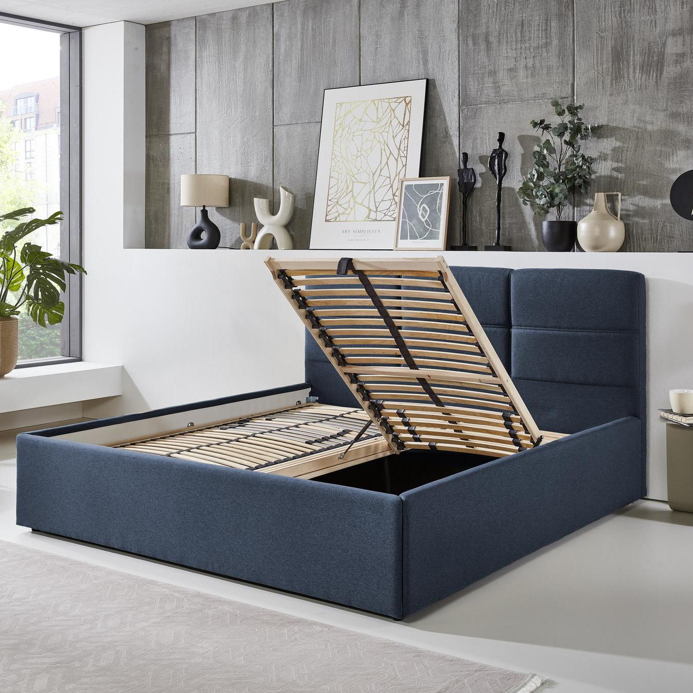 Polsterbett Duisburg Bezug Denimblau 140x200 cm Polsterbett Duisburg Bezug Denimblau 140x200 cm
