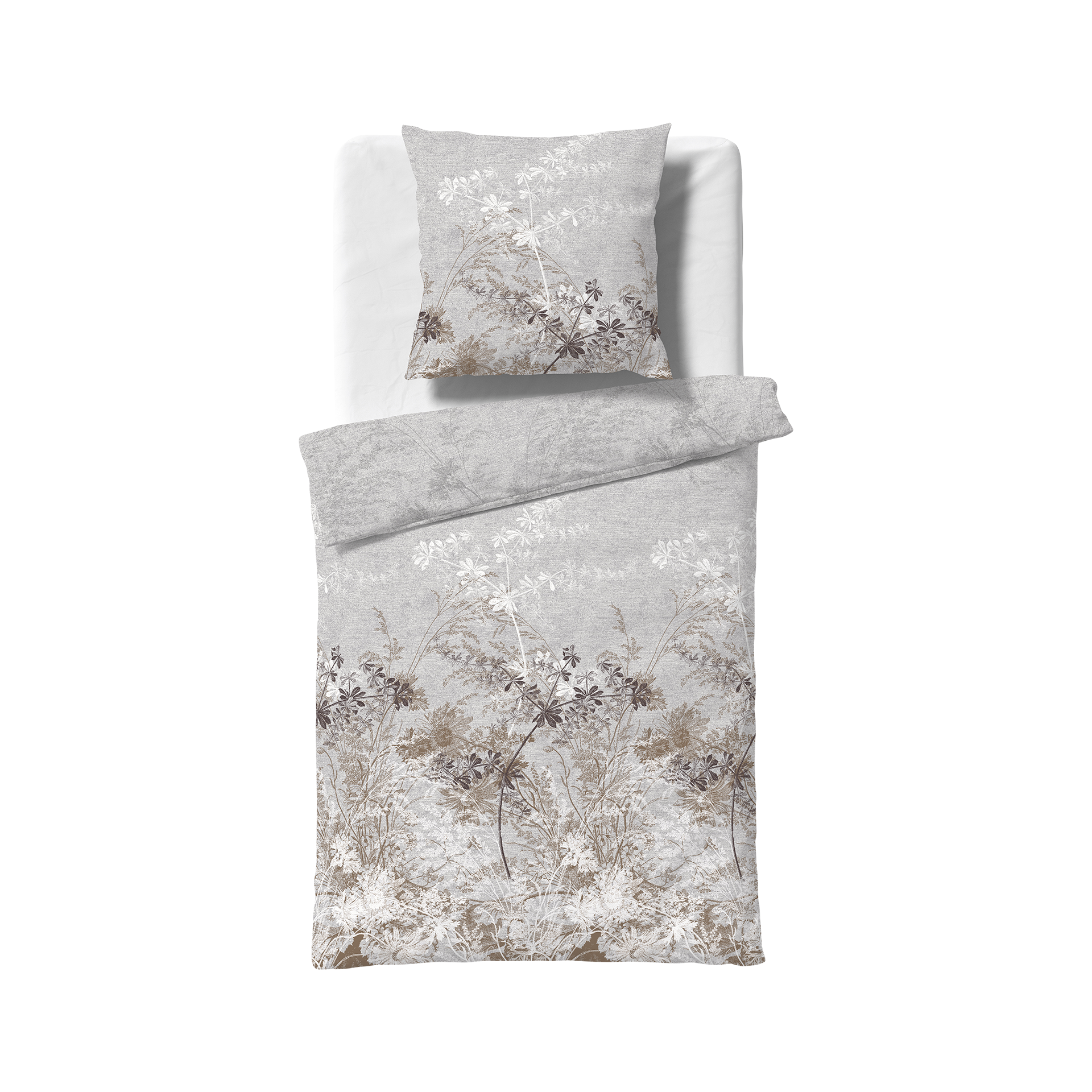 Satin Bettwäsche Bed Art S Grau Braun 135x200cm