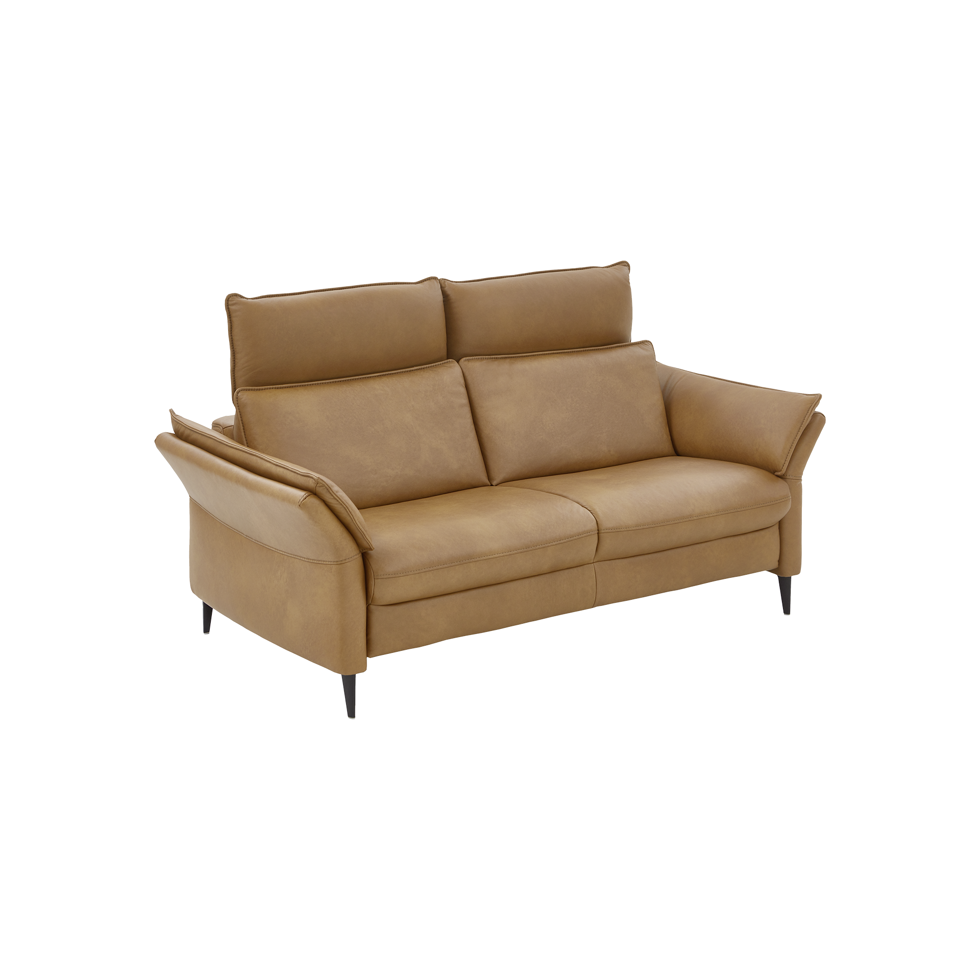 Sofa 2,5-Sitzer Heda Bezug Leder Cloudy Saddle Fuß Schwarz Kopfstütze manuell verstellbar Sofa 2,5-Sitzer Heda Bezug Leder Cloudy Saddle Fuß Schwarz Kopfstütze manuell verstellbar