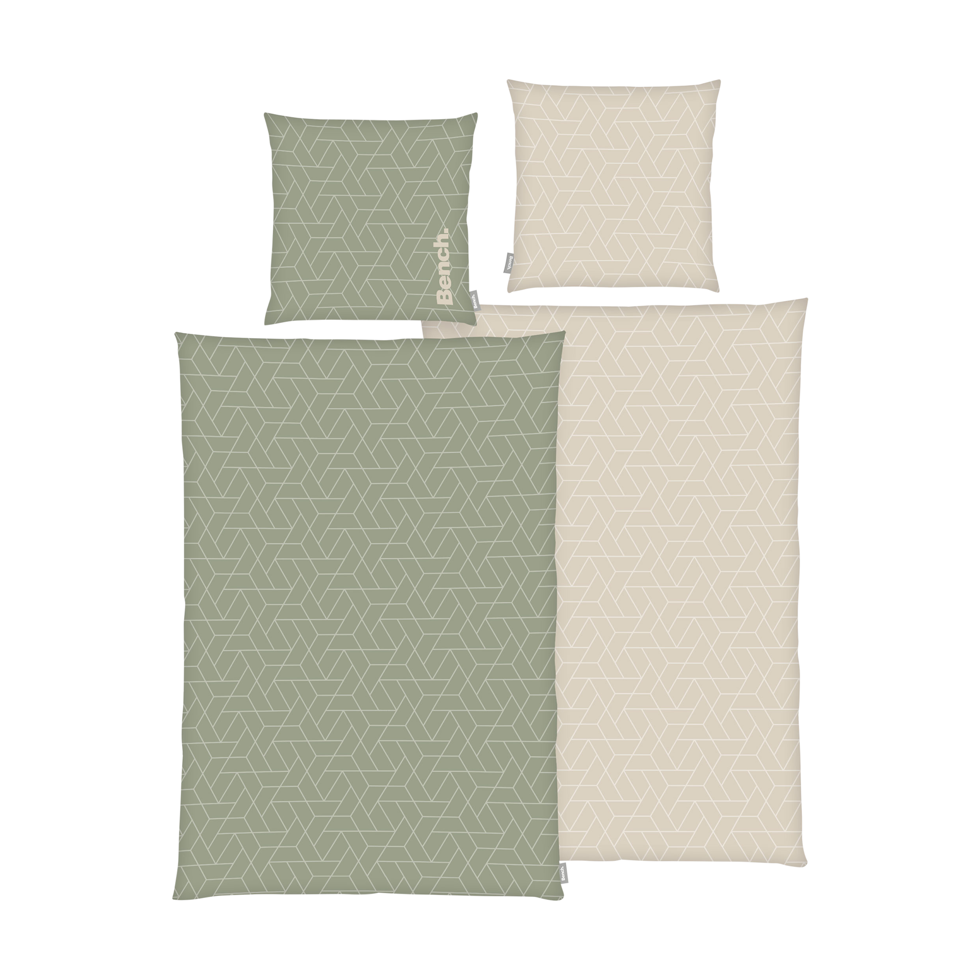 Renforce Bettwäsche Bench Grafisch Beige Grün 135x200cm Renforce Bettwäsche Bench Grafisch Beige Grün 135x200cm