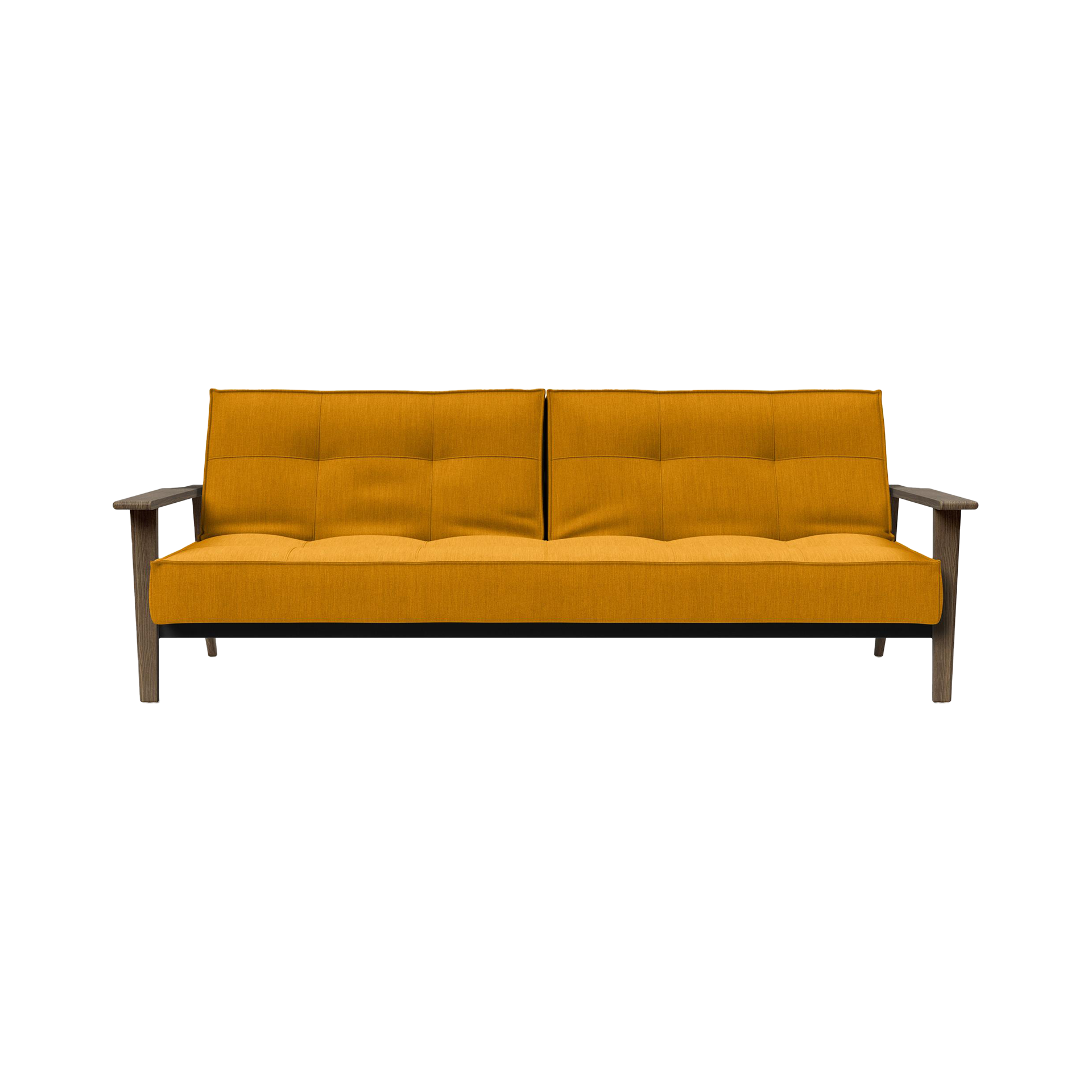 INNOVATION LIVING Schlafsofa Splitback Frej Bezug Curry Gestell Mattschwarz Eichefarben