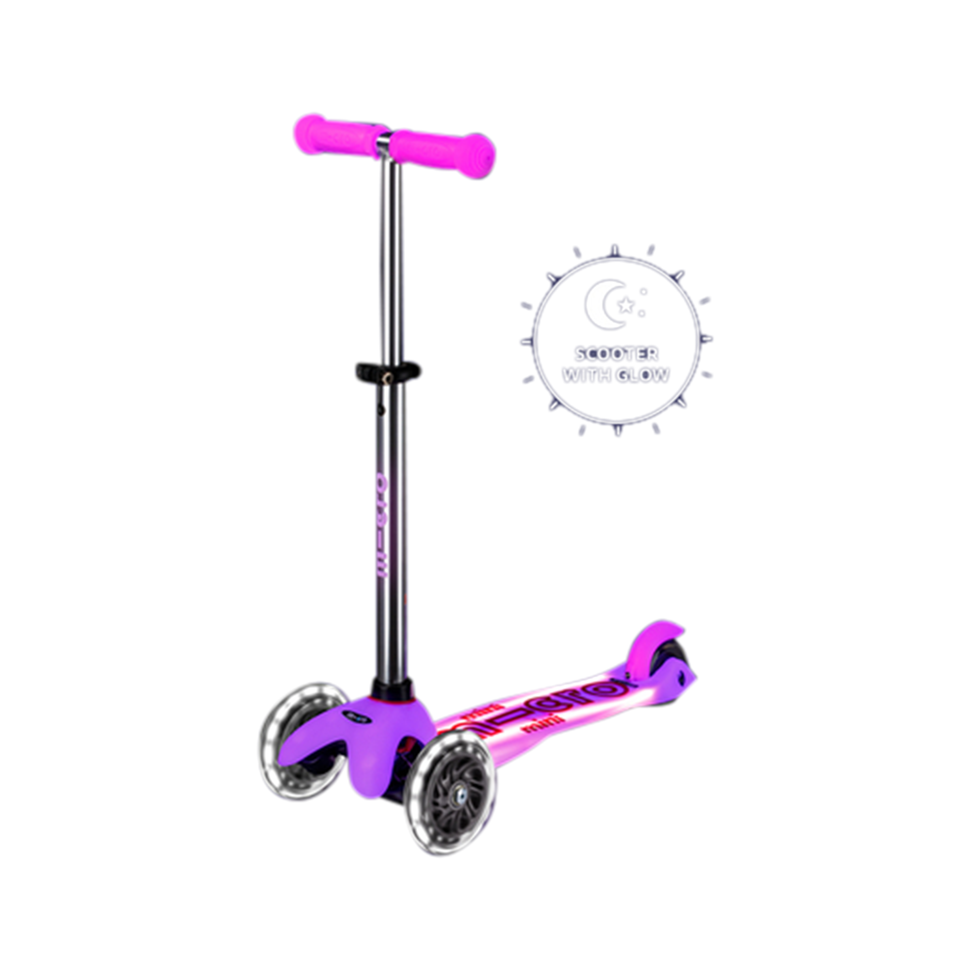 Scooter mini micro deluxe glow LED plus frosty pink