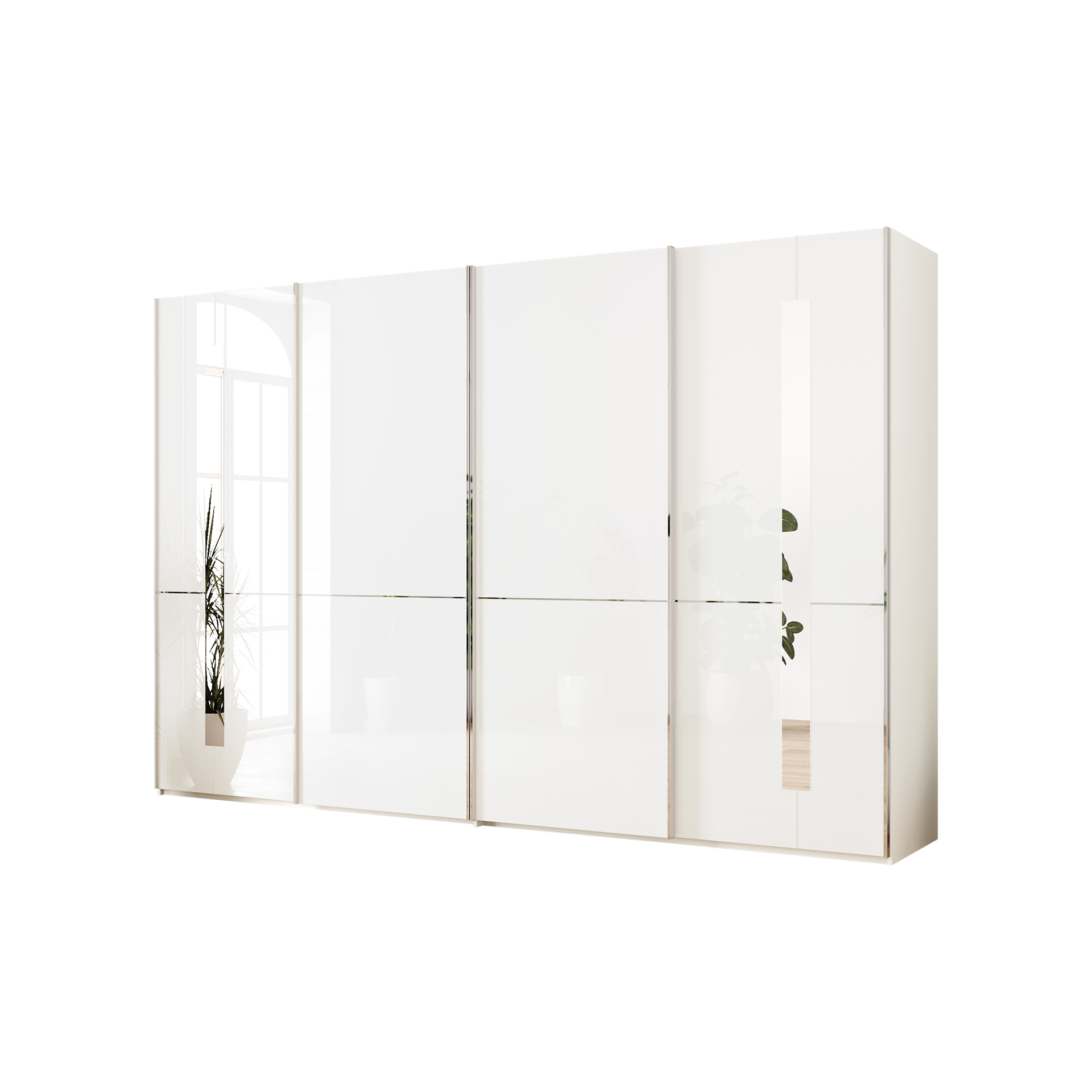 Musterring Schwebetürenschrank Imola Absetzung Chromfarben, Front Glas Weiß, Korpus Weiß Musterring Schwebetürenschrank Imola Absetzung Chromfarben, Front Glas Weiß, Korpus Weiß