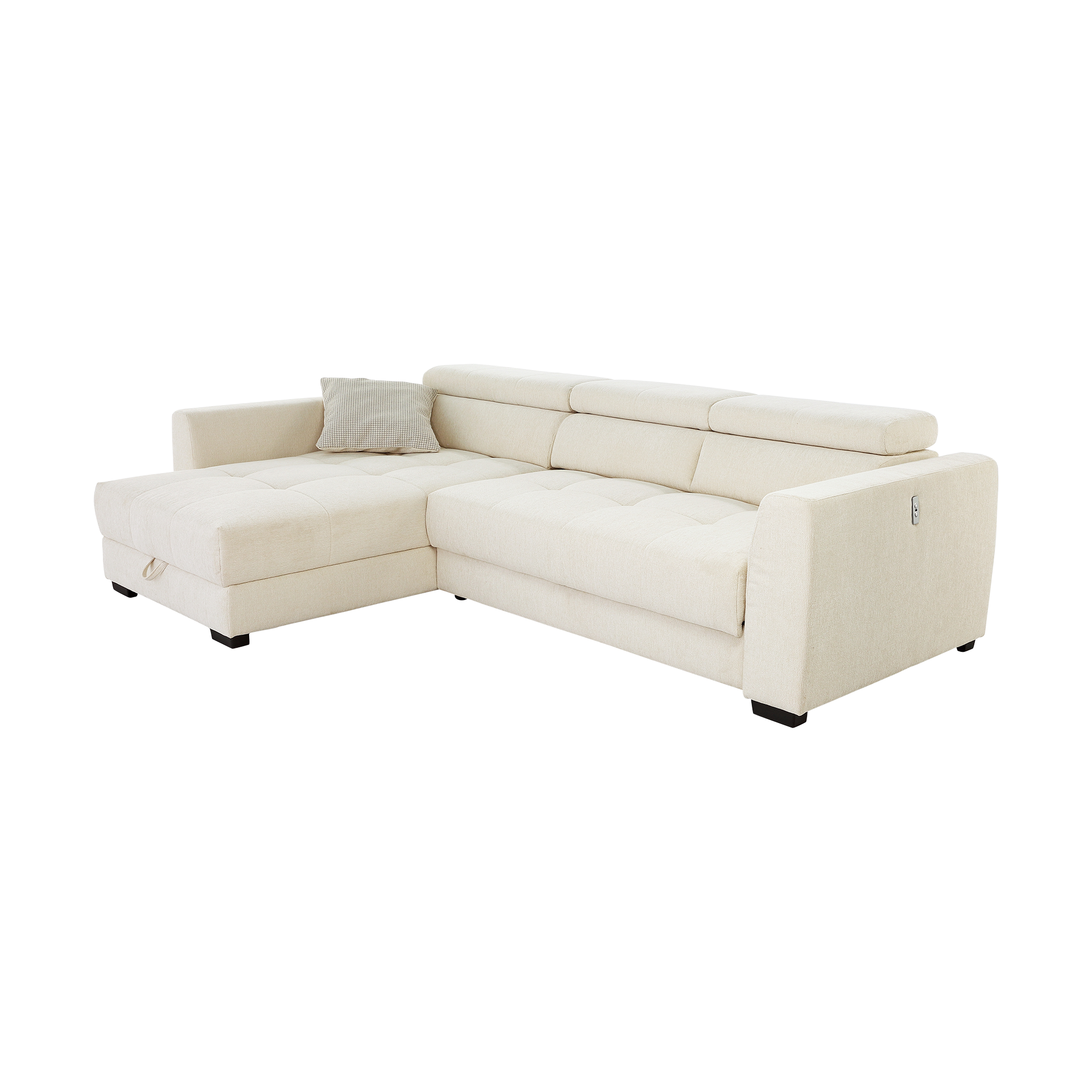 Ecksofa San Marino Beige Sitztiefe motorisch verstellbar