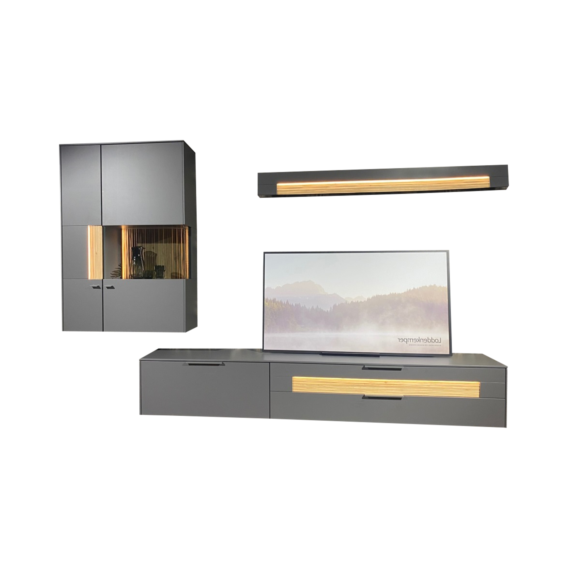 Francesca Garibaldi Wohnwand Linee Living Grau 42.4*316*214.5 Francesca Garibaldi Wohnwand Linee Living Grau 42.4*316*214.5