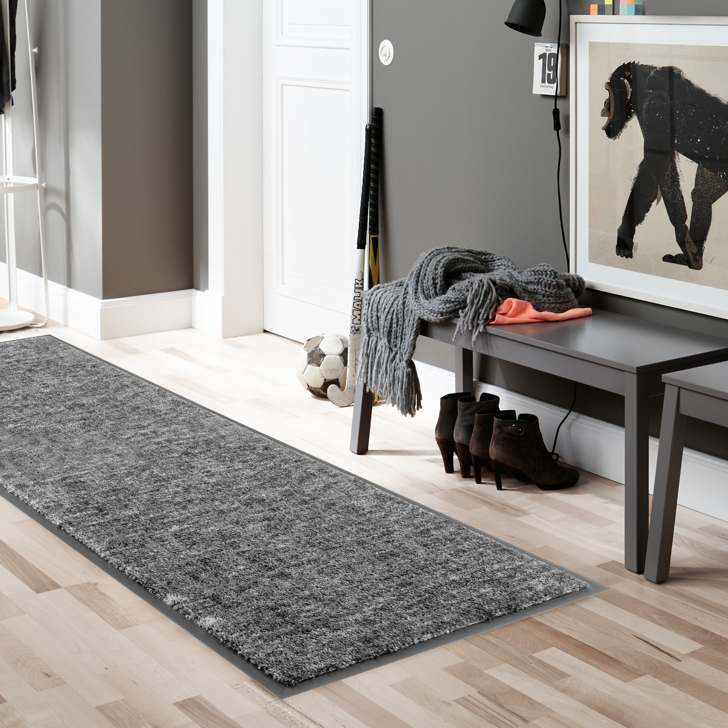 SCHÖNER WOHNEN-Kollektion Fußmatte Miami 67x150 Gitter Grau SCHÖNER WOHNEN-Kollektion Fußmatte Miami 67x150 Gitter Grau