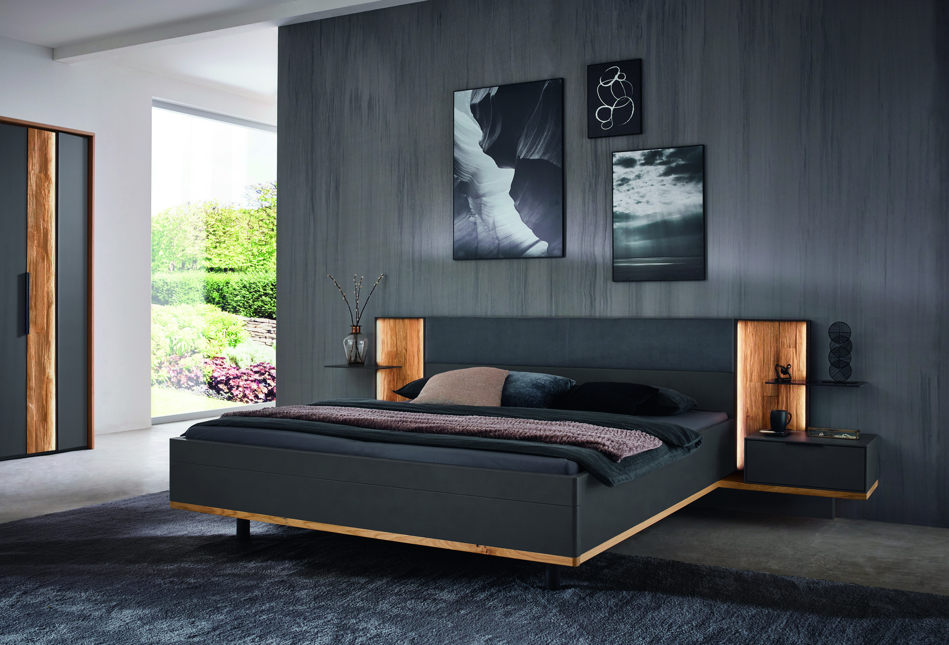 Bett Trentino 180x200 cm Anthrazit 210*322*95.5