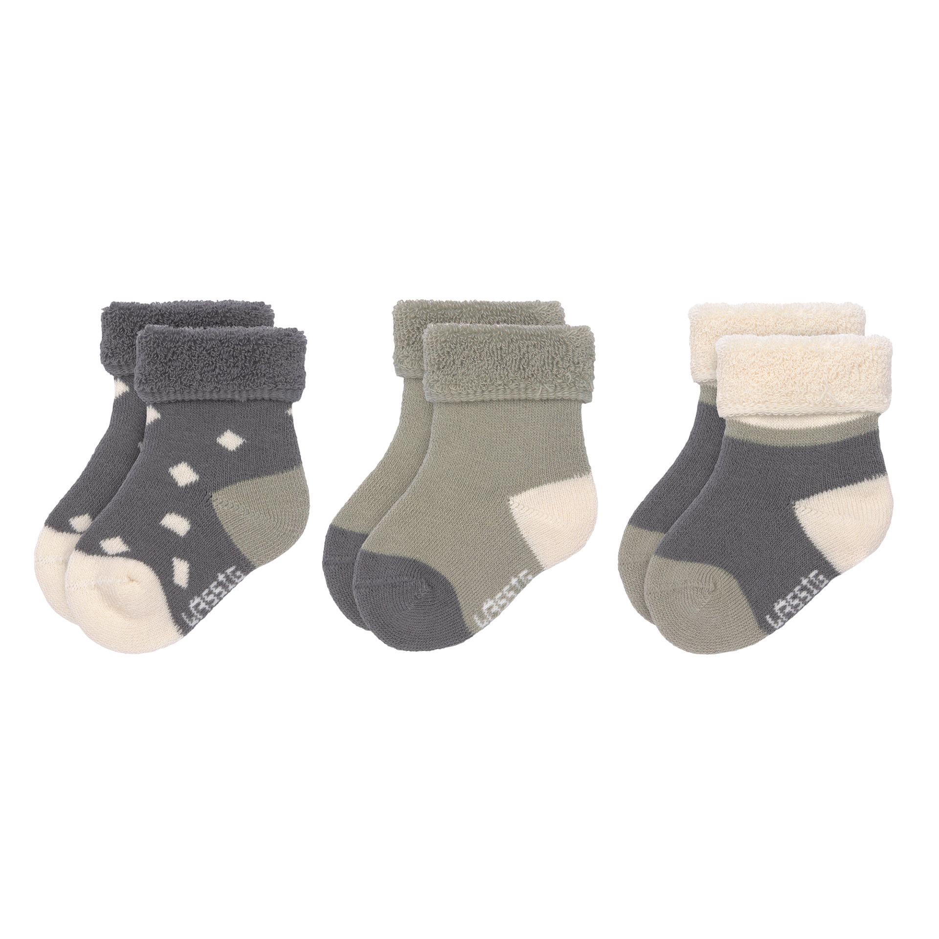 Erstlingssocke Newborn Socks 3-teilig anthracite/olive Erstlingssocke Newborn Socks 3-teilig anthracite/olive