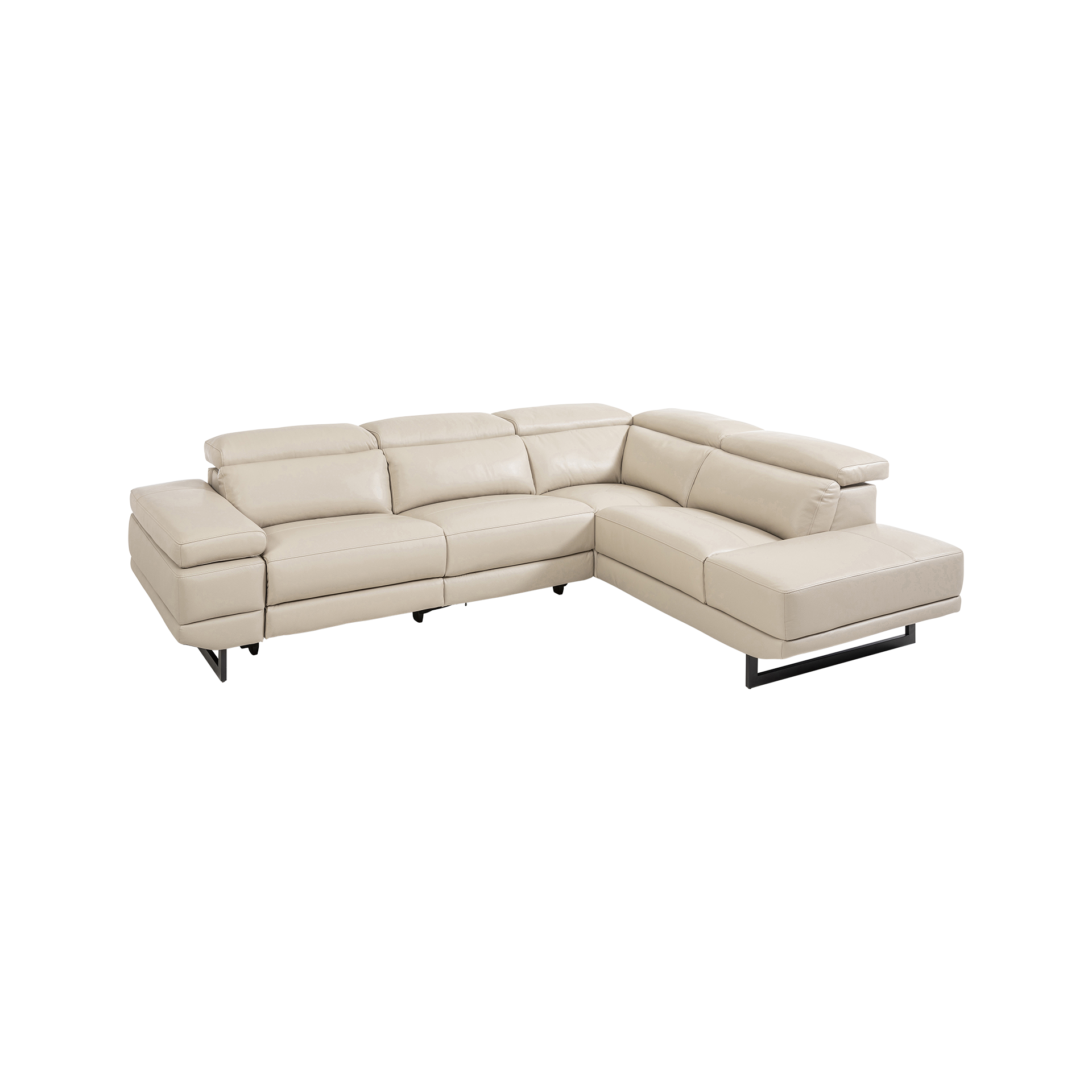 Ecksofa Trend Grau Kopfstütze manuell verstellbar, Relaxfunktion motorisch verstellbar