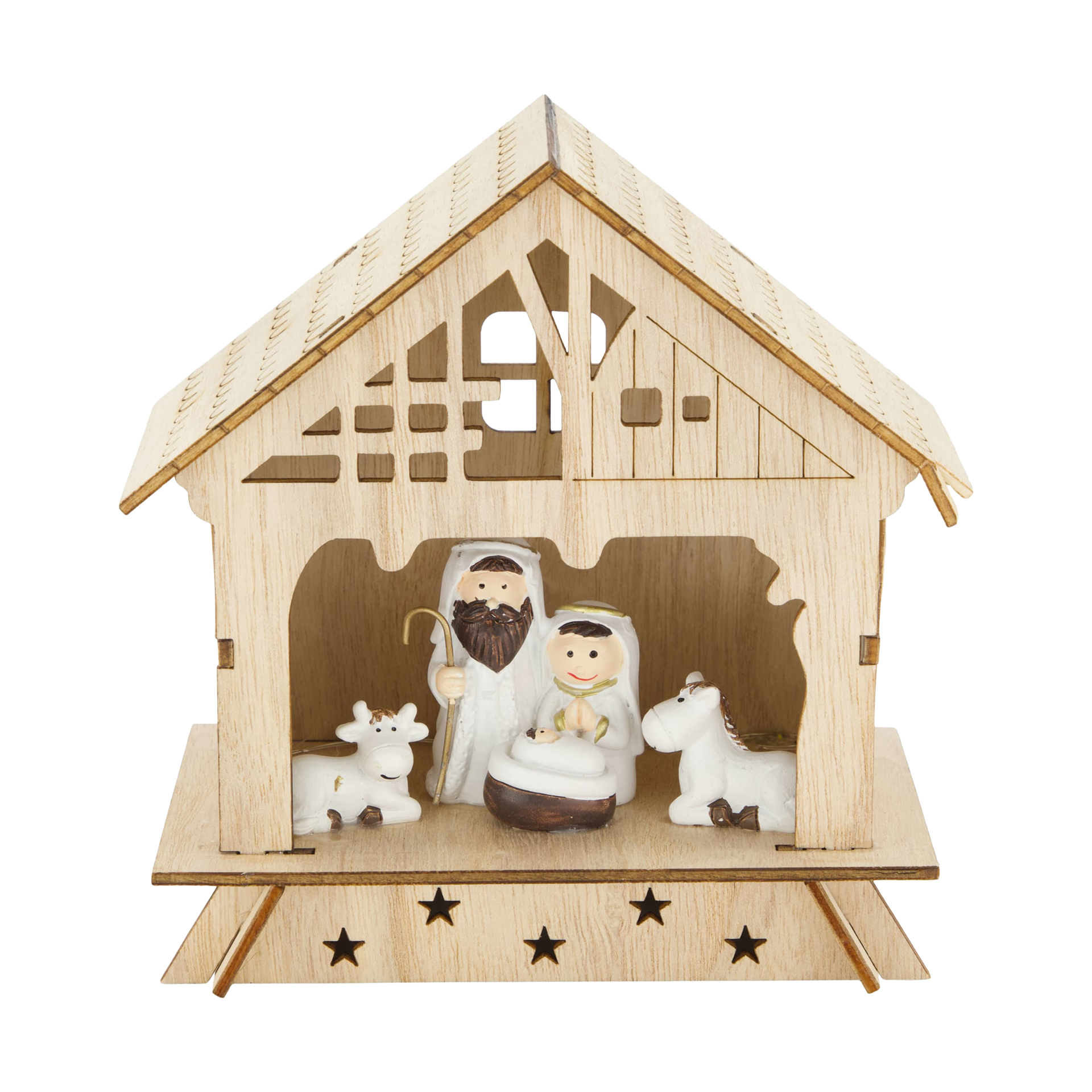Dekoaufsteller Krippe Natur-Weiß