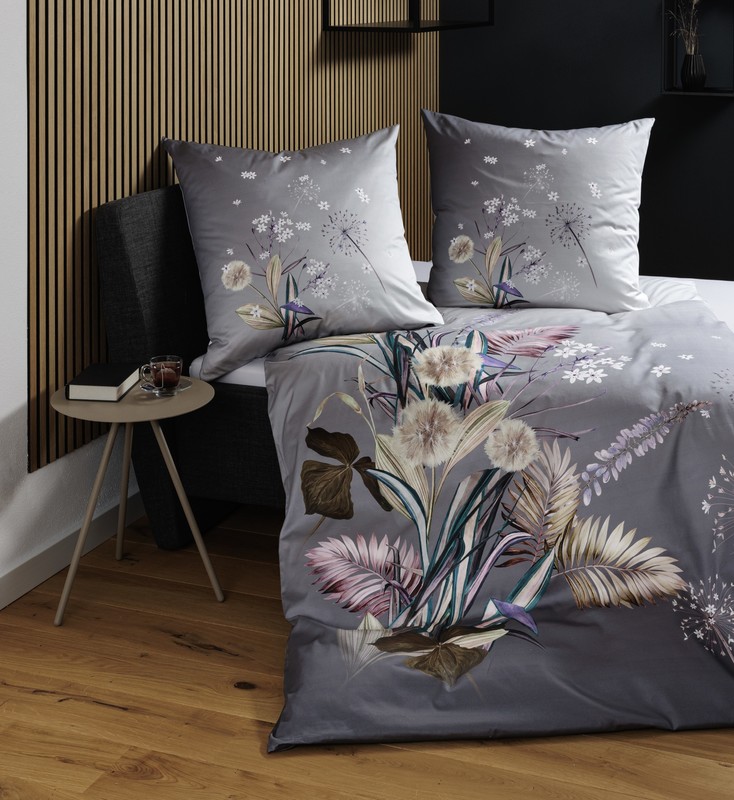 Satin Bettwäsche Modern Art S Lila-Beere-Grau 135x200cm online kaufen