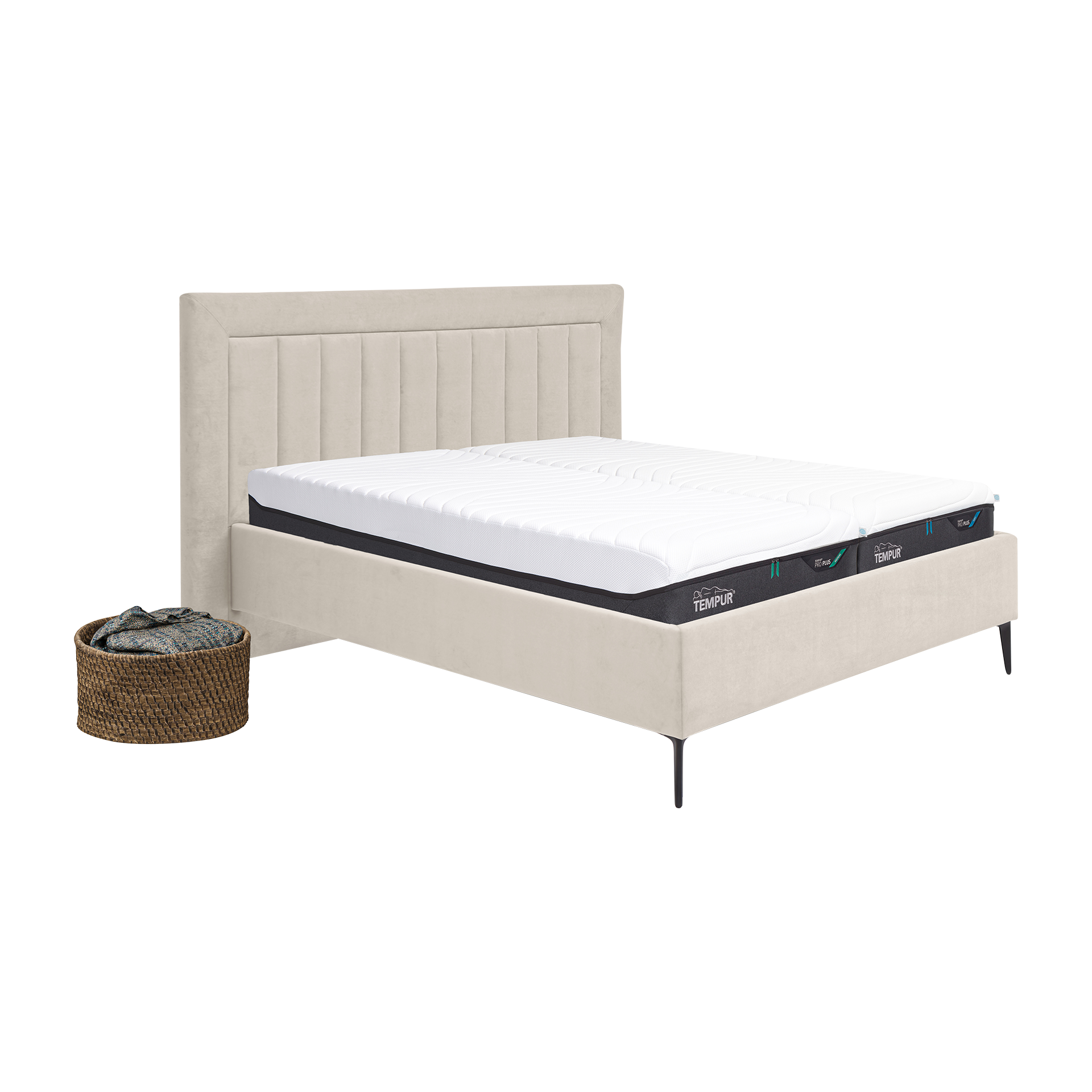 TEMPUR® Polsterbett Design Vintage Bezug Antarctica hellgrau 180x200 cm