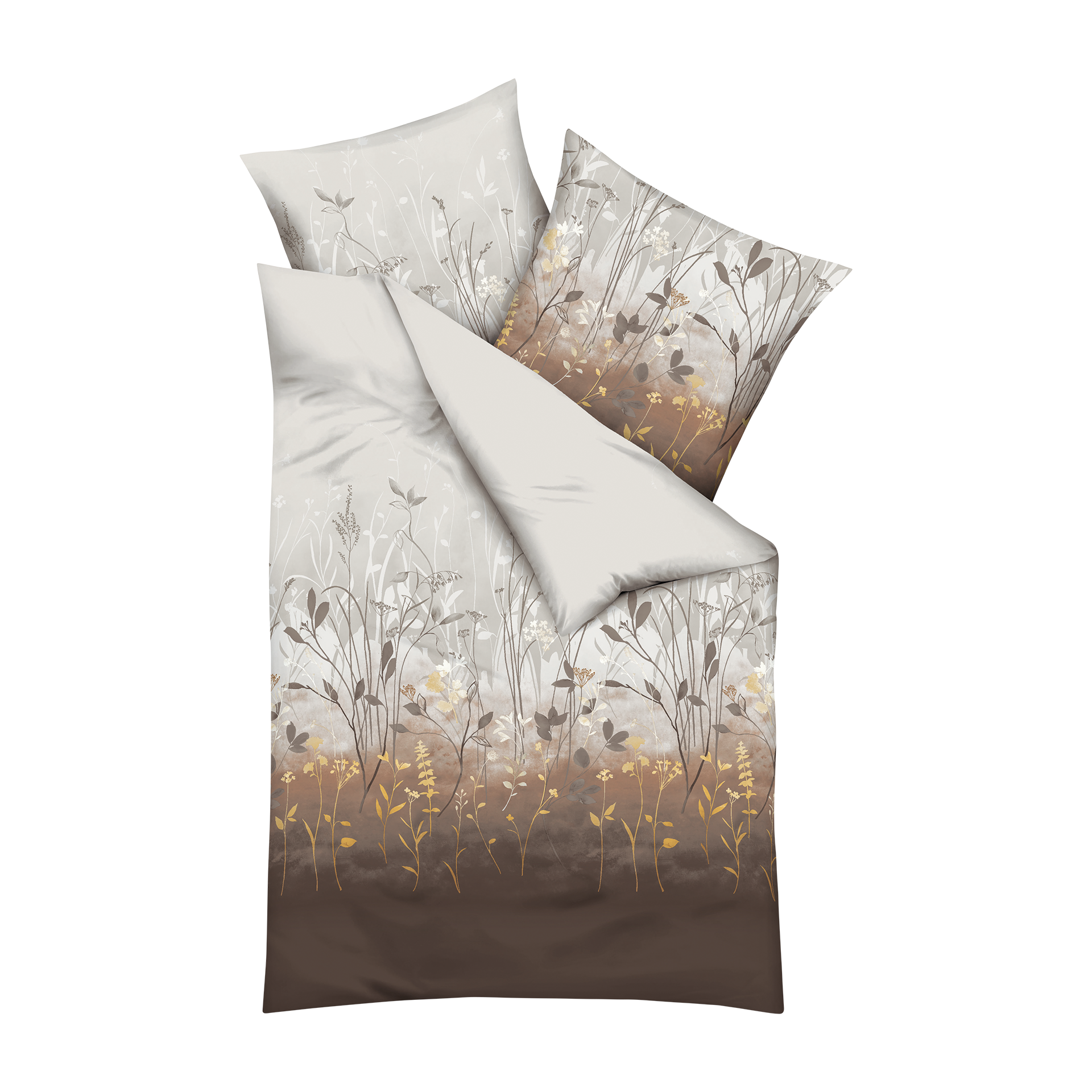 Satin Bettwäsche Herbal Kiesel 135x200cm
